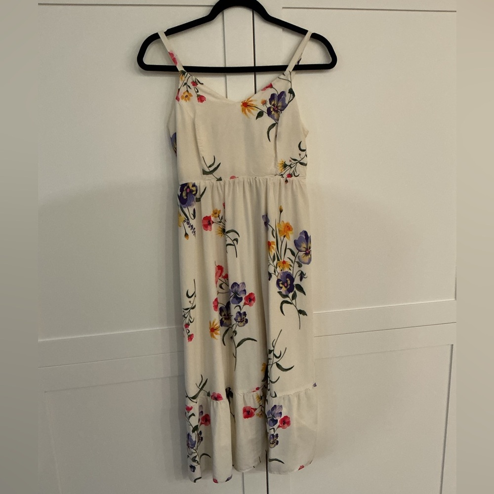 Old Navy Cream Floral Cami Dress with Purple, Pink & Yellow Blooms - Picture 6 of 7